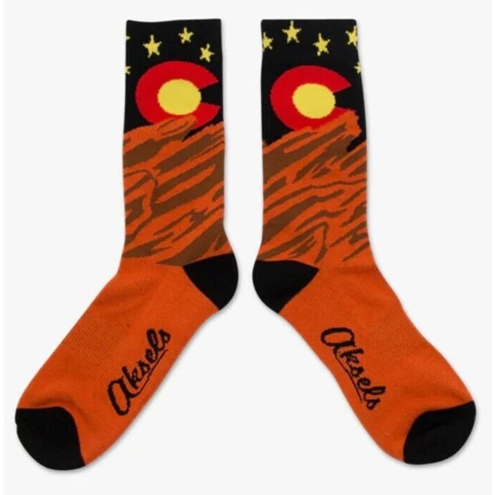 Aksels Socks Colorado Mountains One Size Unisex Mid Calf BRAND NEW